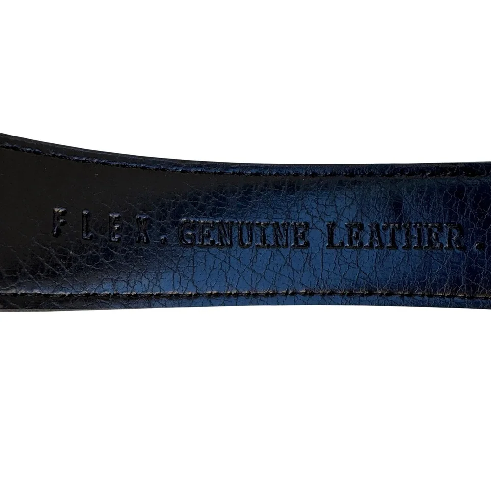Flex Mens Vintage Ratchet Belt Dark Brown‎ Genuine Leather Gold Buckle Made USA